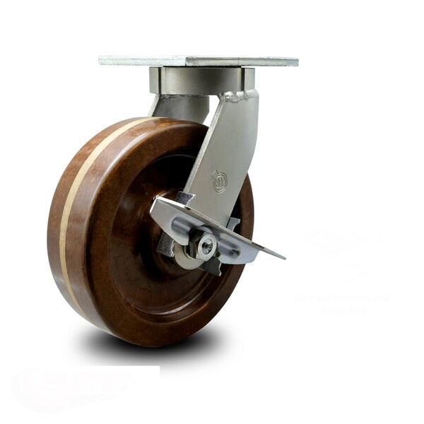 10 Inch Heavy Duty High Temp Phenolic Swivel Caster with Brake and Swivel Lock
